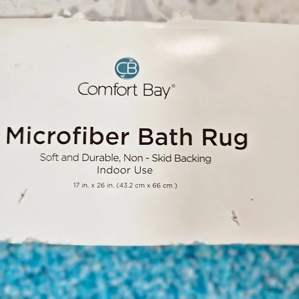 Comfort Bay Blue Microfiber Bath Rug 17x26 Non-Skid Backing NEW